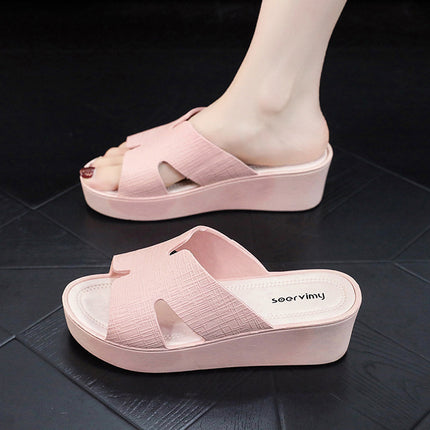 Summer flip-flops outdoor plastic non-slip fashion casual platform slippers women's indoor outdoor wedge sandals women