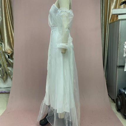 2026 European and American Autumn and Winter New Long-Sleeve Party Dress Amazon Long Elegant Mid-Waist Chiffon Women's Dress