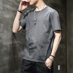 Gray [flying bird picture] short sleeves / M