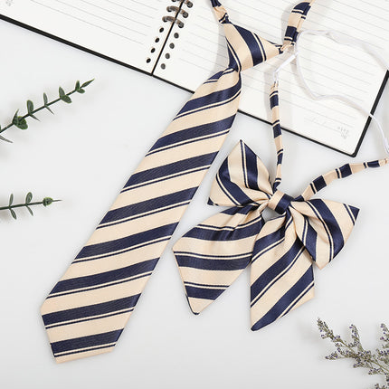 Japanese and Korean striped jk/dk college style men's and women's red cyanotic gray blue shirt accessories tie-free collar suit