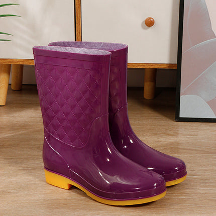 Rain Boots women's new fashion outdoor water shoes women's waterproof non-slip rain boots fleece-lined tendon sole rubber shoes overshoes 2022