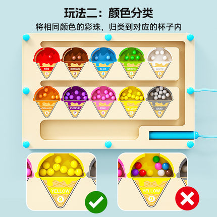 New Children's Educational Magnetic Pen Digital Maze Early Education Wooden Color Classification Counting Board Walking Bead Toys