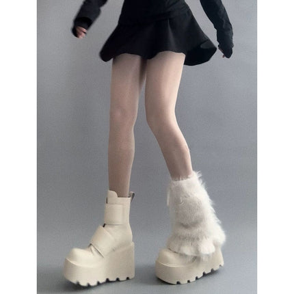 High-Definition Version of New Hot Girl High-Heeled Short Boots for Women in Autumn and Winter New Waterproof Platform Small Platform Thick-Soled Boots