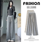 Light gray-[cool ice silk] floral pants / S