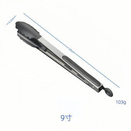 Silicone Clips for Kitchen Non-Stick Pans, Anti-Scalding and High Temperature Resistance, Household Barbecue and Steak Special Set, Stainless Steel Food Clips