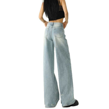 Trendy Wide-Leg Jeans for Women 2025 Autumn New High-Waisted Slimming Drapey Loose Floor-Length Pants