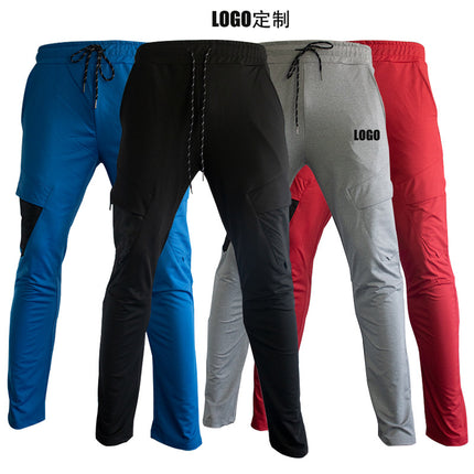 Plus-Size Men's Pants, Sports Pants, Loose-Fitting Brand Workwear Straight-Leg Pants, Multi-Pocket Sports Casual Pants with Elastic Waist