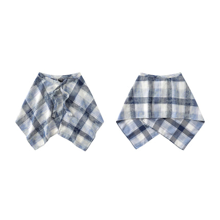 A generation of hair folding artifact color plaid fart curtain one-piece lace-up high street irregular hem Joker skirt