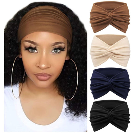 Bohemian Women Extra Wide Headband Turban Hair Bundle Non-Slip Bohemian Elastic Hairband Twist Knot Hairband Hair Accessories