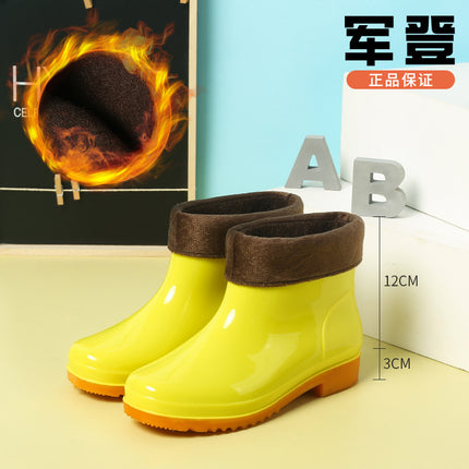 Men's Rain Shoes Men's Short Barrel Four Seasons Warm Rain Boots Cold-proof overshoes Non-slip Low-top Water Shoes Waterproof High-grade Rubber Shoes