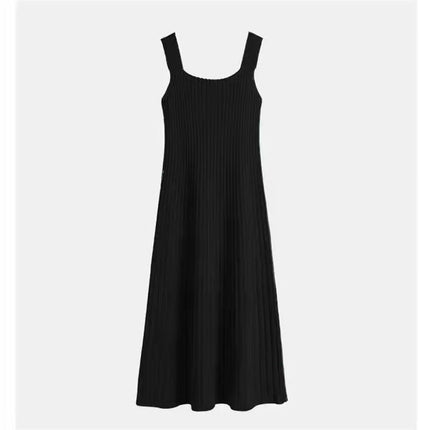 Tea Chic Black Knitted Skirt Spring Women's 2023 New Style Elegant Ladies Dress for Small Men