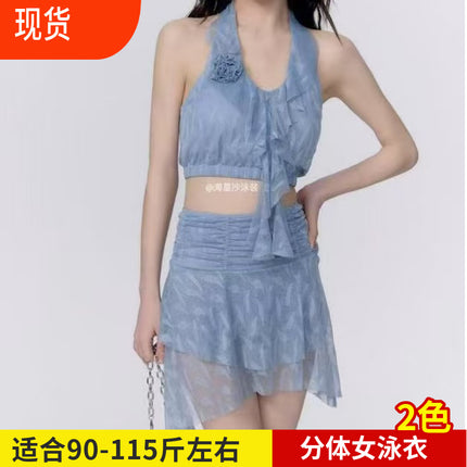 2026 Style Design-Inspired Hot Girl Ruffled Irregular Lace Slimming Sexy Two-Piece Hot Spring Beach Swimsuit