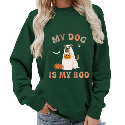 Amazon Cross-border Foreign Trade Source my dog Printed Round Neck Women's Jacket Sweatshirt Jacket Casual Loose European Size
