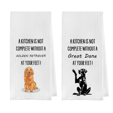 Cross-Border Temu Microfiber 2-Pack Kitchen Towel Waffle Cartoon Dog Shepherd Table Decoration Towel