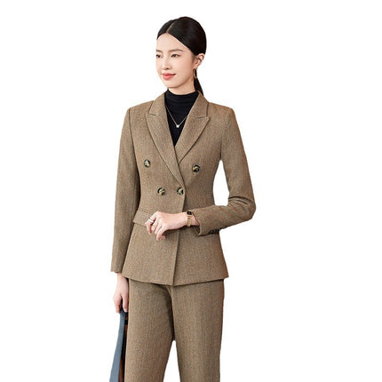 Professional Suit, Feminine Long-Sleeved Suit and Trousers, Autumn and Winter Beautician Hotel Front Desk Work Clothes, Jewelry Store Uniform