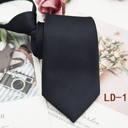 Factory In-Stock Zipper Tie Men's Formal Business 8cm Lazy Tie Red Black Striped Workplace Striped Tie