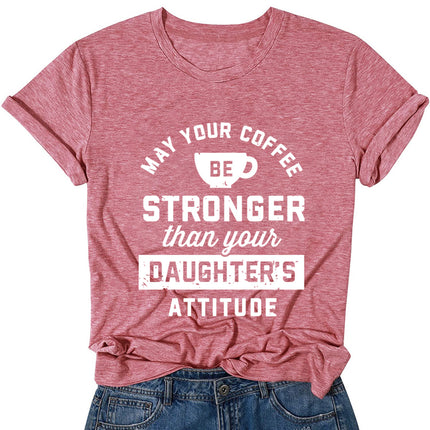 May your coffee be coffee letter printed short sleeve T-shirt women's round neck top temu foreign trade women