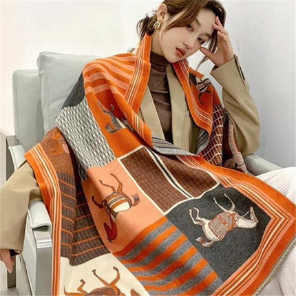 New Style Scarf for Women, Autumn and Winter, Korean Style, Versatile, Thickened, Warm Neck Scarf, Faux Cashmere, Air Conditioning Shawl, Light Luxury Style