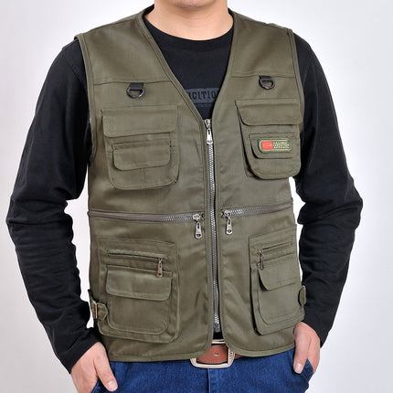 Spring and Summer Mesh Vest for Middle-Aged People Fishing All Seasons Multi-Pocket Vest Men's Spring and Autumn Casual Tactical Vest Dropshipping