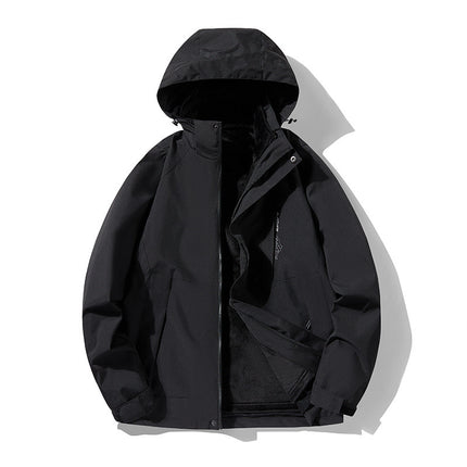 1818 Three-In-One Mink Velvet Outdoor Mountaineering Jacket for Couples, Removable, Thickened, Warm and Windproof Two-Piece Set