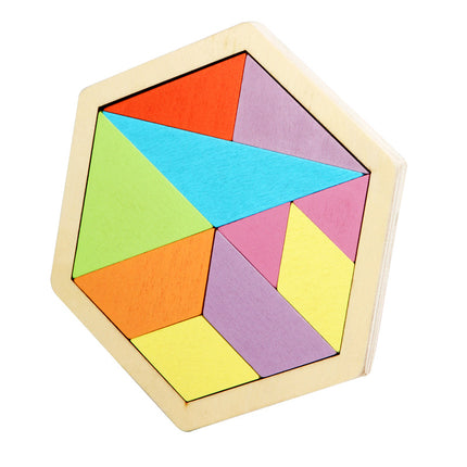 Wooden hexagon intelligence geometric puzzle cellular jigsaw puzzle honeycomb puzzle kindergarten baby toy