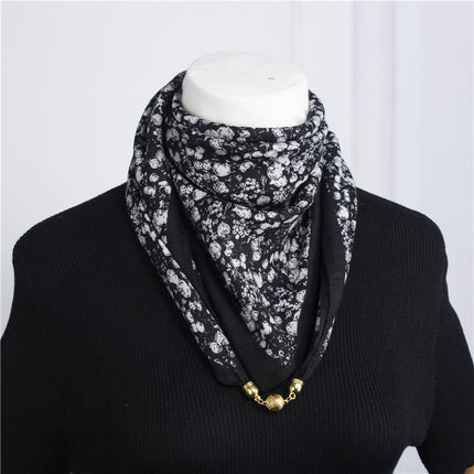 2025 New Silk Scarf Autumn and Winter Cold Protection Neck Protection Anti-Rubbing Collar Square Scarf 68cm Silk Scarf Magnetic Buckle Western Style Scarf