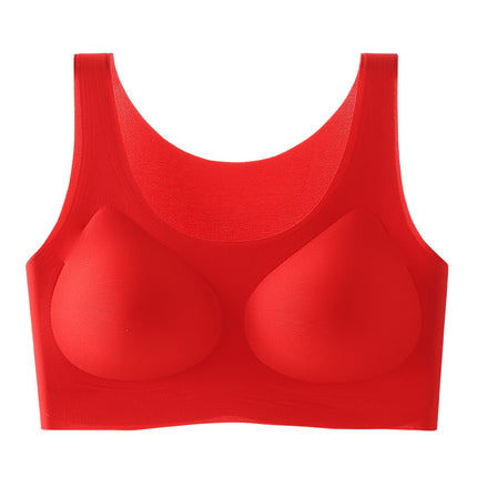 [High Quality] Red Endless Underwear Big Chest Small Thin plus size Sports Vest Bra