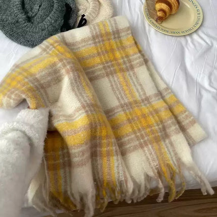 Atmospheric Imitation Cashmere Plaid Scarf for Women in Winter Thickened Warm Scarf for Students Versatile Scarf Live Broadcast Hot Cross-Border