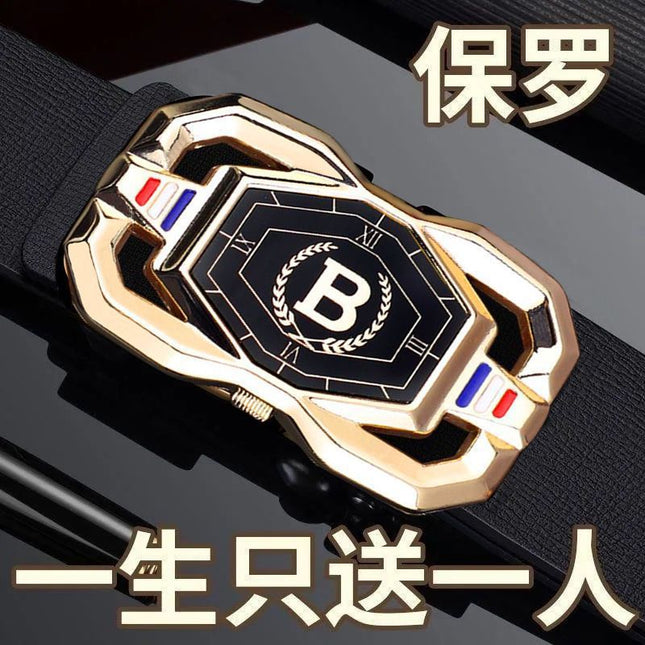 Men's Recycled Leather Belt with Automatic Buckle, Trendy and Versatile for Young and Middle-Aged People, Business Pants Belt Wholesale Waistband