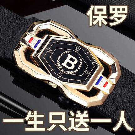 Men's Recycled Leather Belt with Automatic Buckle, Trendy and Versatile for Young and Middle-Aged People, Business Pants Belt Wholesale Waistband