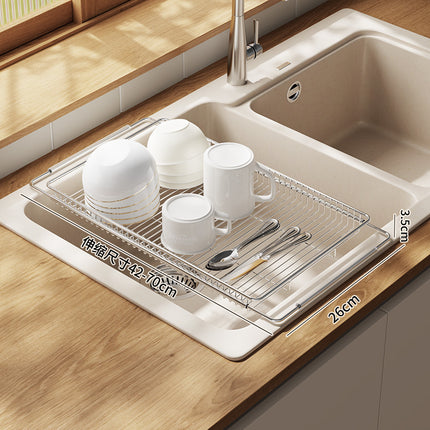 Stainless Steel Sink Draining Basket Kitchen Sink Retractable Bowl and Dish Basin Draining Rack Multifunctional Tableware Bowl and Chopsticks Draining Rack