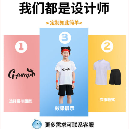 Quick-Drying Breathable Summer Training Class Sports Meeting Kidsren's Primary School Class Uniform Football Training Camp Sports T-Shirt Custom Set