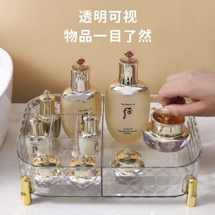 Light Luxury Desktop Storage Box Household Transparent Cosmetic Storage Box Bedroom Storage Box Storage Basket Storage Rack