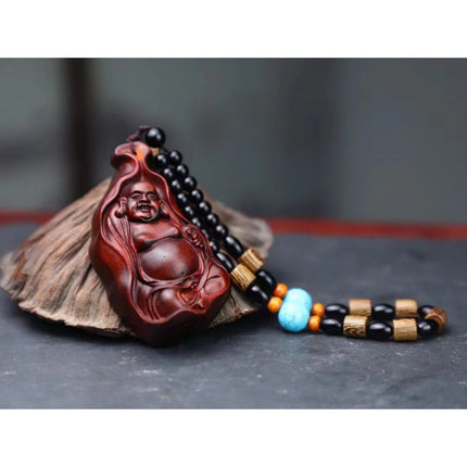 Lobular red sandalwood wood carving handle piece fortune pendant brave play piece text wealth pendant wood text play crafts