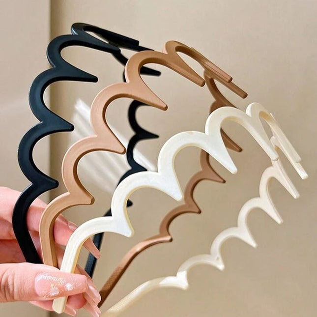 High Elastic Toothed Wave Hair Band Women's 2024 New Style Broken Hair Finishing High Cranial Top Head Band Summer Face Washing Special Hair Stamp