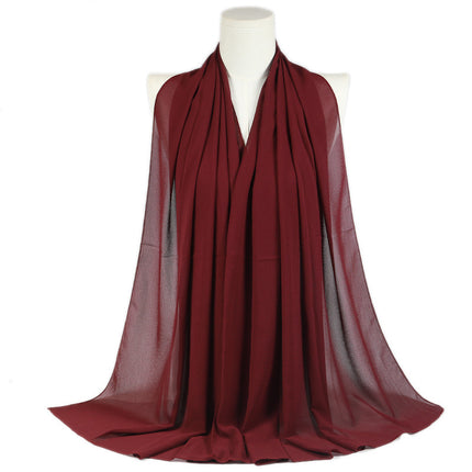 Solid Color Single Color Pearl Chiffon Scarf Malaysia Hot Selling Long Scarf Scarf Shawl Export Malaysia