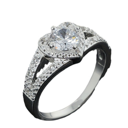 Heart-shaped ring TEMU AliExpress foreign trade best selling love female ring European and American zircon heart-shaped diamond ring manufacturers wholesale