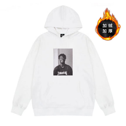 Heavy Thrasher Flame Hooded Unisex Sweatshirt American Style Cross-Border Casual Hoodie Trendy Brand Printed Loose Fleece-Lined