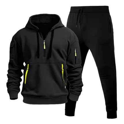 Cross-Border Autumn and Winter Men's Sweatshirt Hoodie Zipper Multi-Pocket Pullover Men's Sports and Leisure Suit