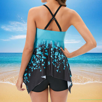 2023 New Tankini Swimsuit Women's Amazon Foreign Trade Sexy Irregular Side Chest Front Lace European and American Swimwear