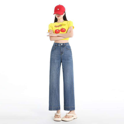 Wholesale Dropshipping Straight-Leg Hip-Covering Magic Pants ~ Spring and Summer Stretchy Straight-Leg Pear-Shaped Petite Slimming Cropped Jeans