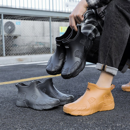 2025 New Waterproof Shoes Outdoor Trendy Rain Shoes Wear-resistant Kitchen Take-out Rubber Shoes Men's Non-slip Warm Cover Shoes