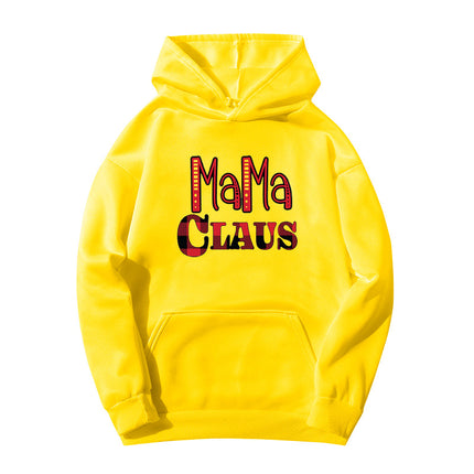 in stock foreign trade cross-border red plaid MAMA RIED printed hooded hoodie autumn and winter European and American women's