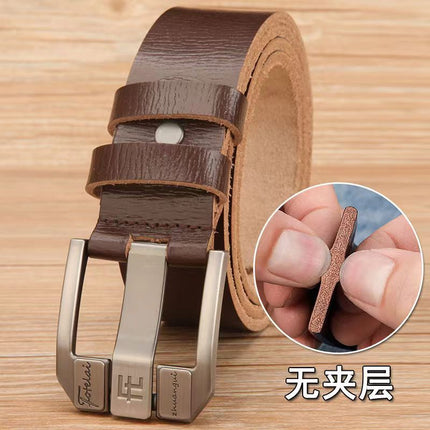Fortray Leather Belt First Layer Cowhide Men's Genuine Pure Leather Buckle Belt Men's High-End Trouser Belt 23 Business