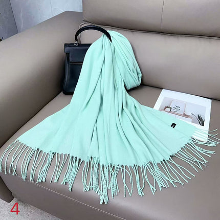 Solid color cashmere scarf women's thin scarf long air conditioning shawl autumn and winter warm Malaysia headscarf wholesale