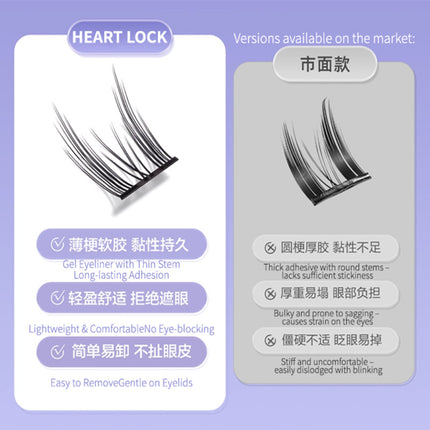 Fox-Style Glue-Free False Eyelashes, Cool Su Daji Eyelashes, Natural Segmented Single-Cluster Glue-Free, Self-Adhesive and No Removal