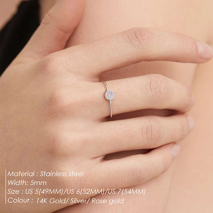 Cross-border foreign trade new stainless steel diamond ring Women's Light luxury December birthday stone ring gift wholesale