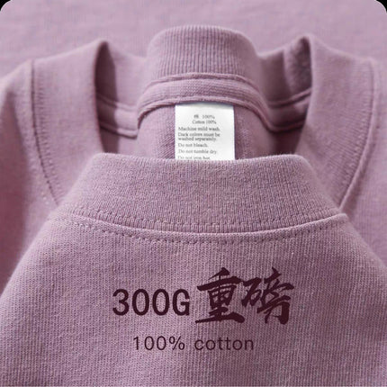 wine red 500g heavy cotton short sleeve T-shirt thick impermeable loose half sleeve men's and women's couples base shirt top