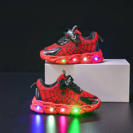 Wholesale children's sneaker with lights 2024 spring and autumn new boys mesh shoes small and medium-sized baby running shoes tide