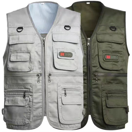 Spring and Summer Mesh Vest for Middle-Aged People Fishing All Seasons Multi-Pocket Vest Men's Spring and Autumn Casual Tactical Vest Dropshipping